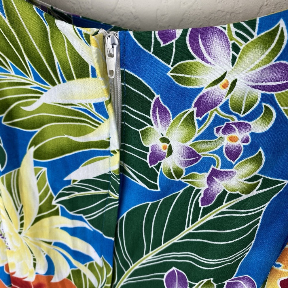 Pacific Legend Apparel L Hawaiian Maxi Dress Ruffle Tropical Floral Muumuu USA - Picture 7 of 8